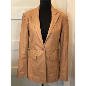 Bod & Christensen Tan Leather Blazer Jacket Women’s Small Lambskin